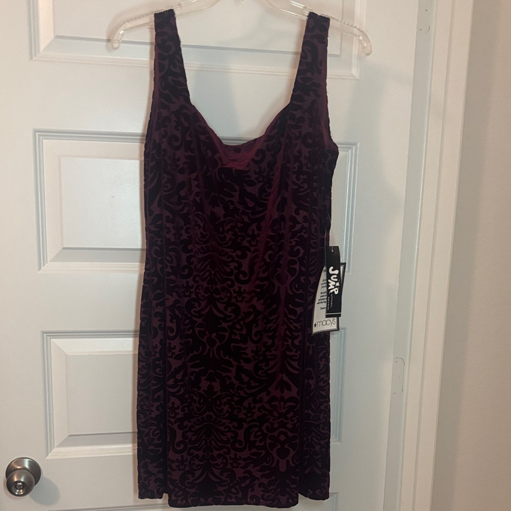 Jump Apparel Burgundy Velour Mini Sheath Dress SZ XXL formal bodycon party NWT